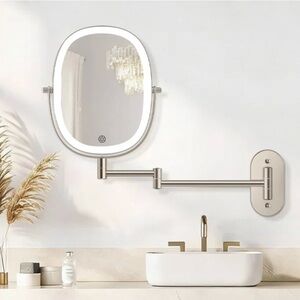 New in Box Oval LED Wall Mounted Vanity Makeup Mirror with Magnification